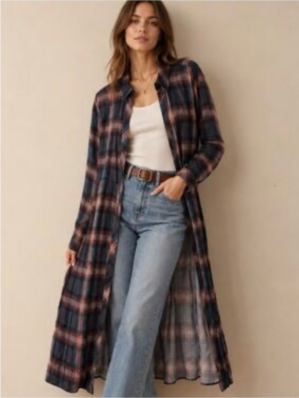 TORRID Pink & Blue Plaid Women's Button-Up Top Kimono